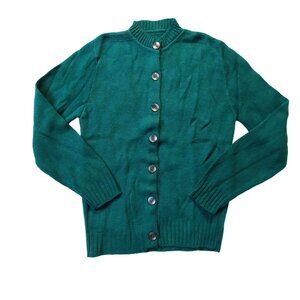 Vintage 1940s -1950s Forest Green Long Sleeve Cardigan Sweater